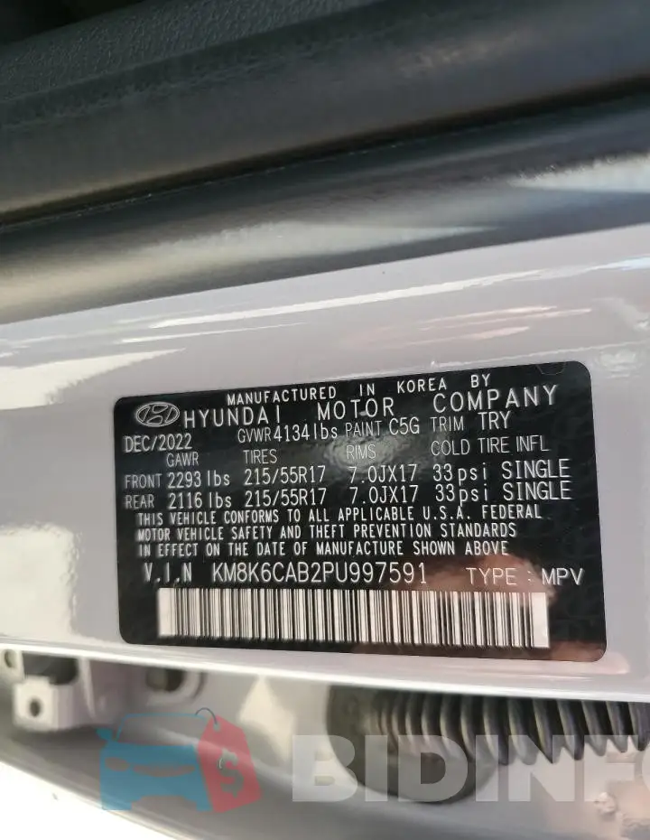 KM8K6CAB2PU997591 Photo# 12