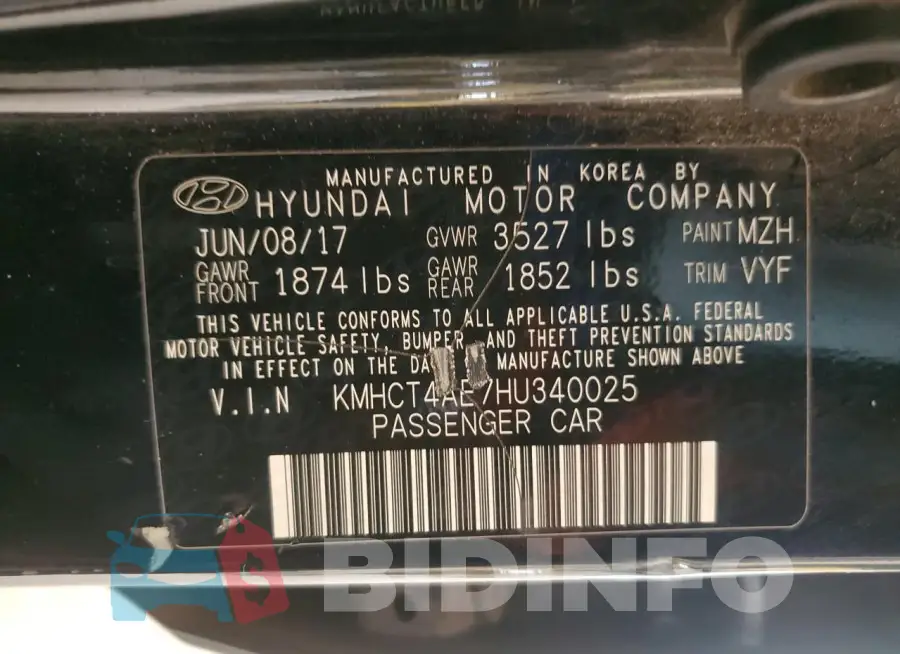 KMHCT4AE7HU340025 Photo# 12