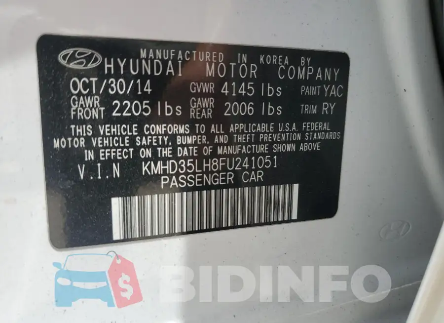 KMHD35LH8FU241051 Photo# 12