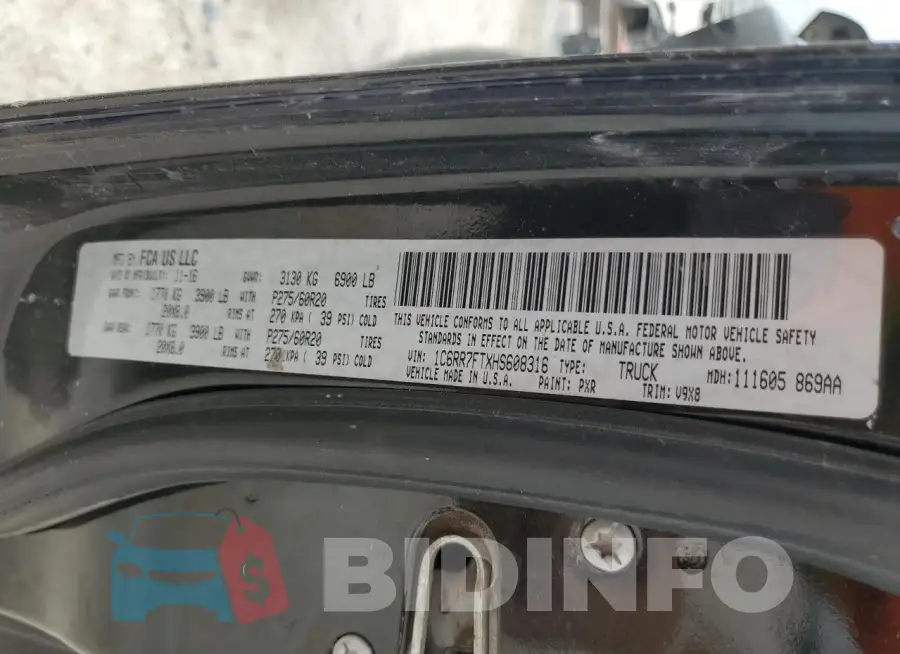 1C6RR7FTXHS608316 Photo# 12