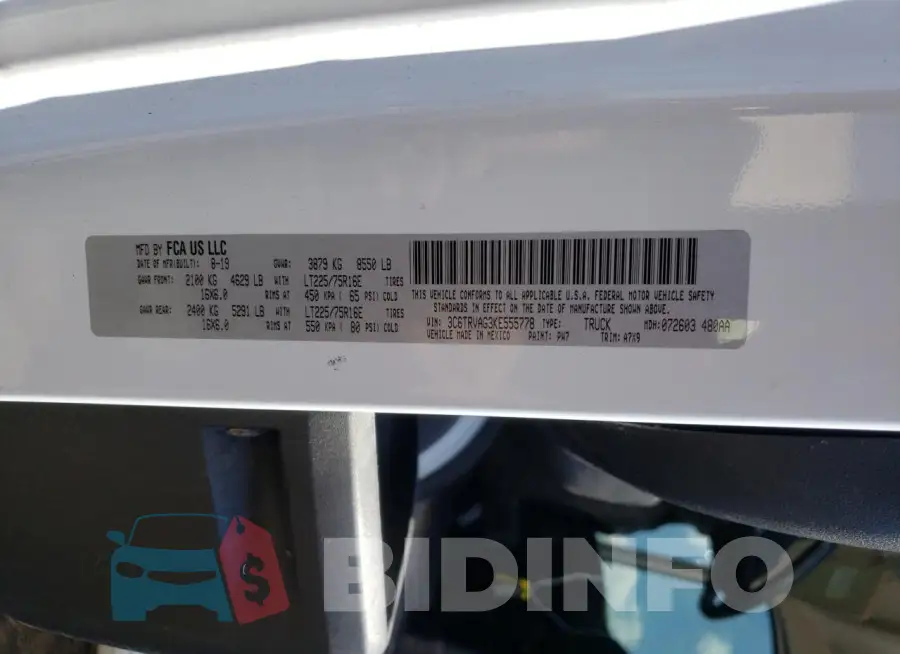 3C6TRVAG3KE555778 Photo# 13