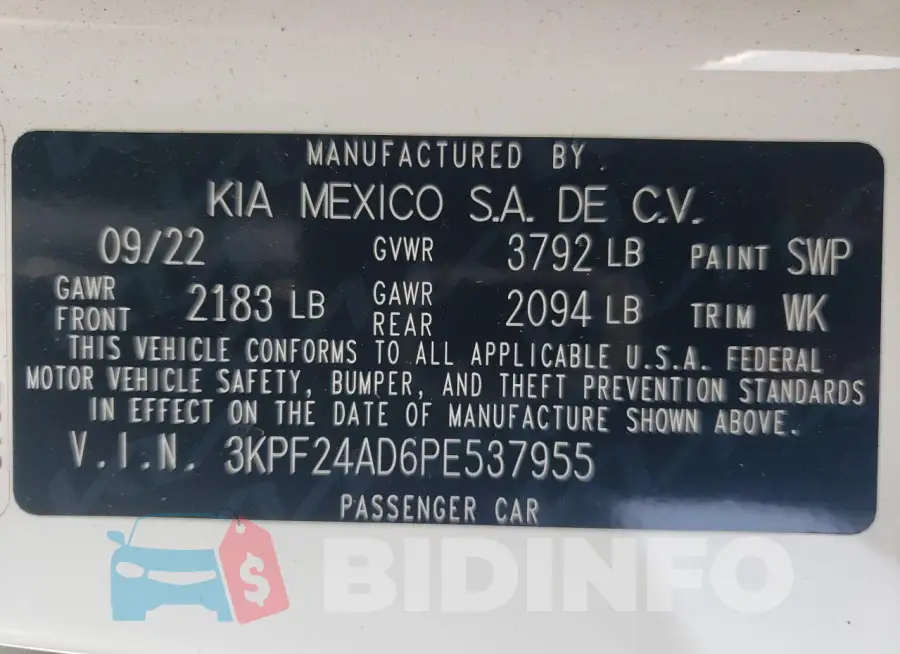 3KPF24AD6PE537955 Photo# 12
