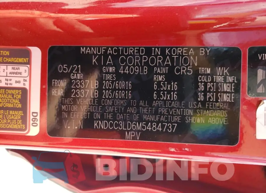 KNDCC3LD6M5484737 Photo# 13