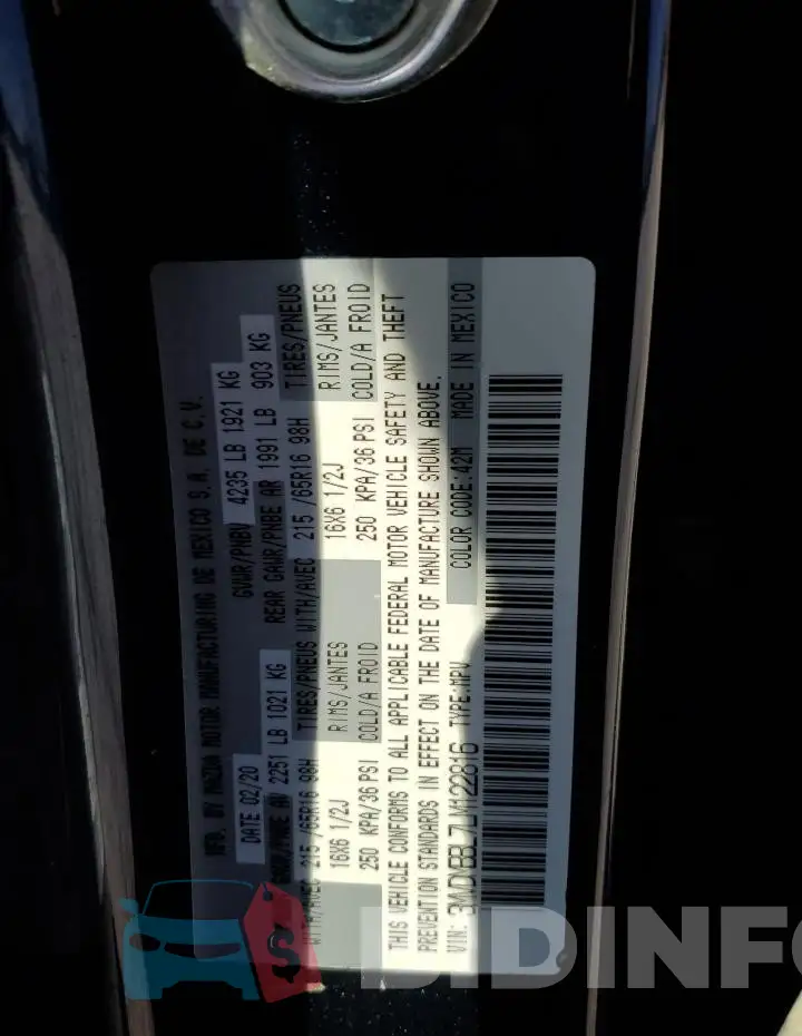 3MVDMBBL7LM122816 Photo# 13