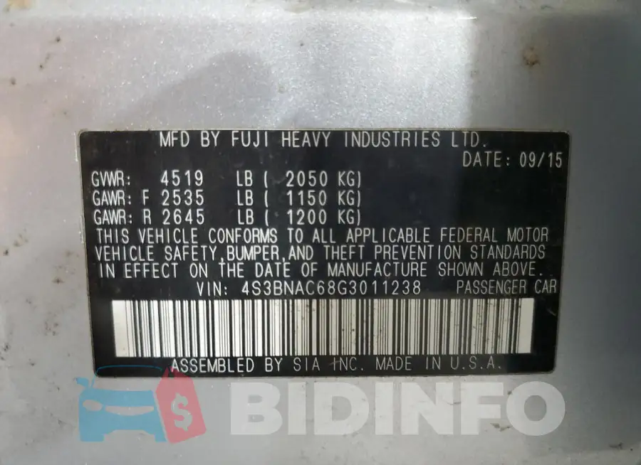 4S3BNAC68G3011238 Photo# 12