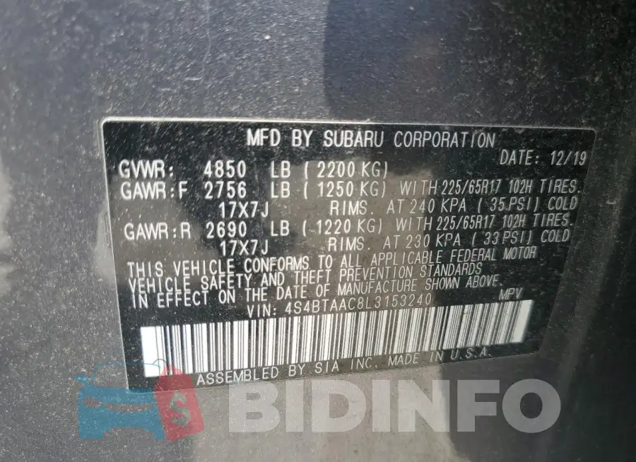 4S4BTAAC8L3153240 Photo# 12