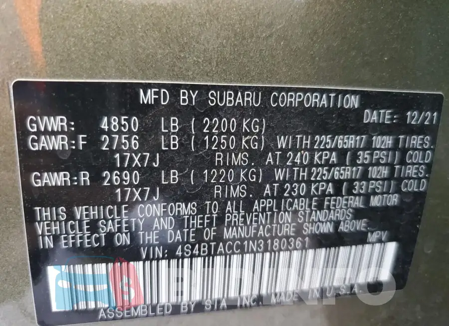 4S4BTACC1N3180361 Photo# 12