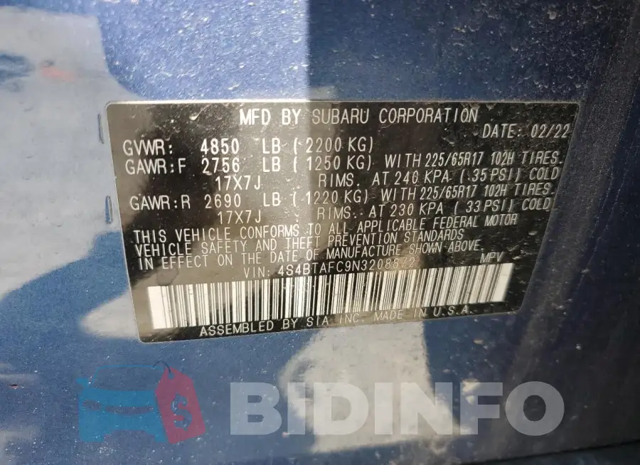 4S4BTAFC9N3208872 Photo# 12