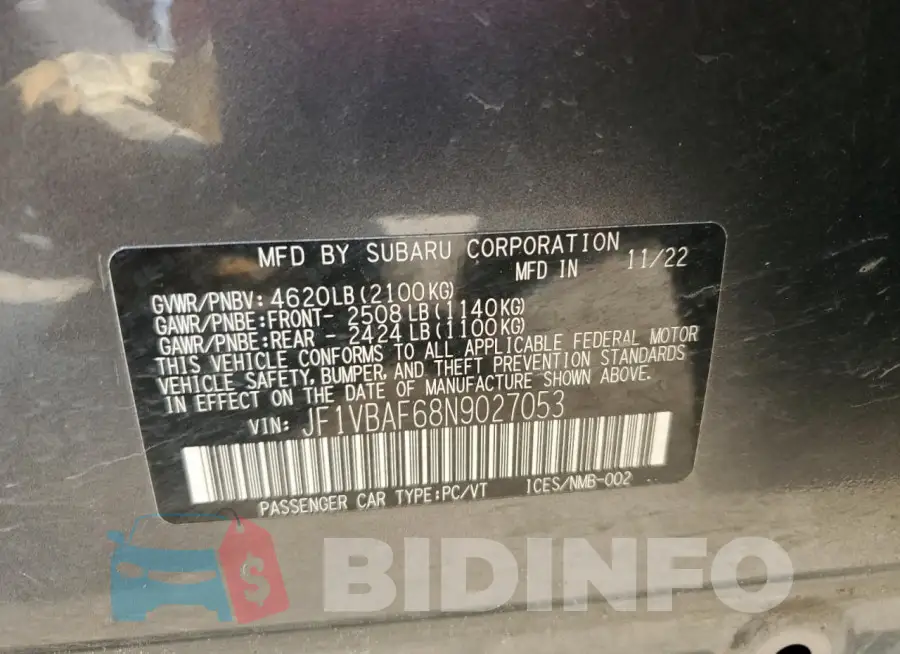 JF1VBAF68N9027053 Photo# 13