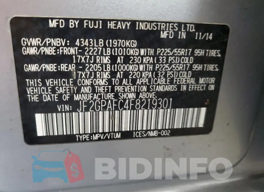 JF2GPAFC4F8219301 Photo# 13