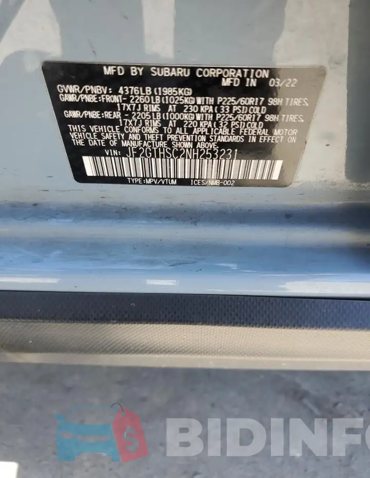 JF2GTHSC2NH253231 Photo# 14
