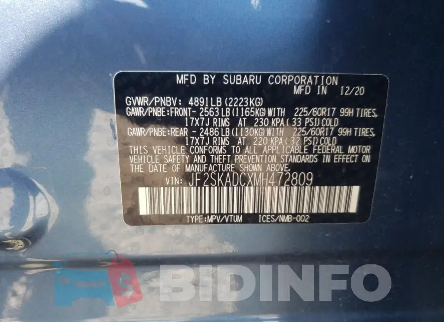 JF2SKADCXMH472809 Photo# 13