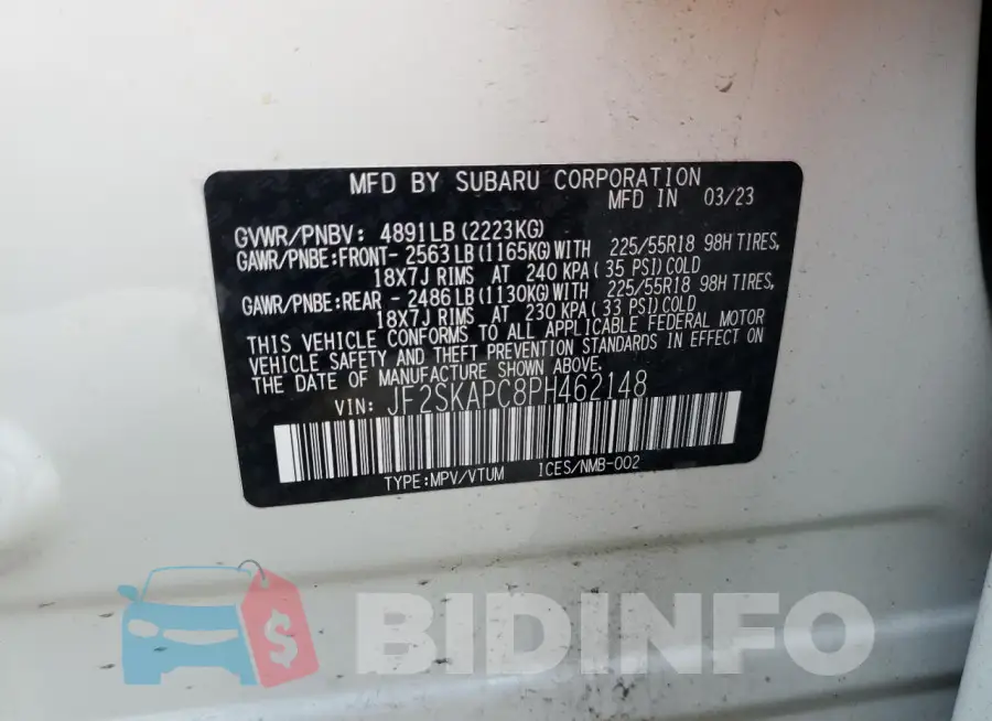 JF2SKAPC8PH462148 Photo# 13