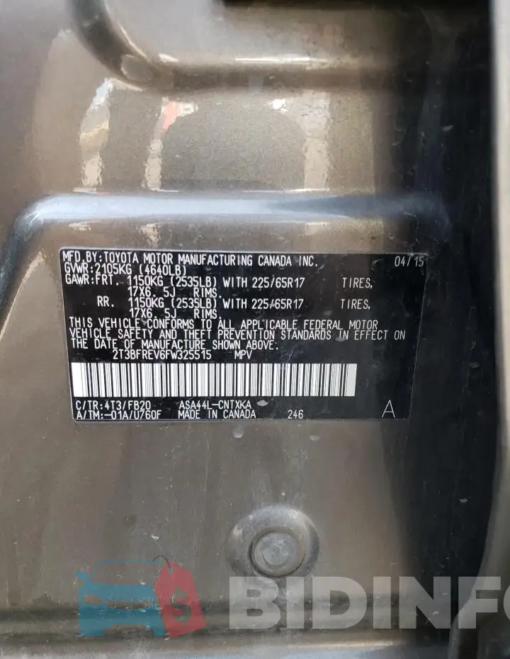 2T3BFREV6FW325515 Photo# 13
