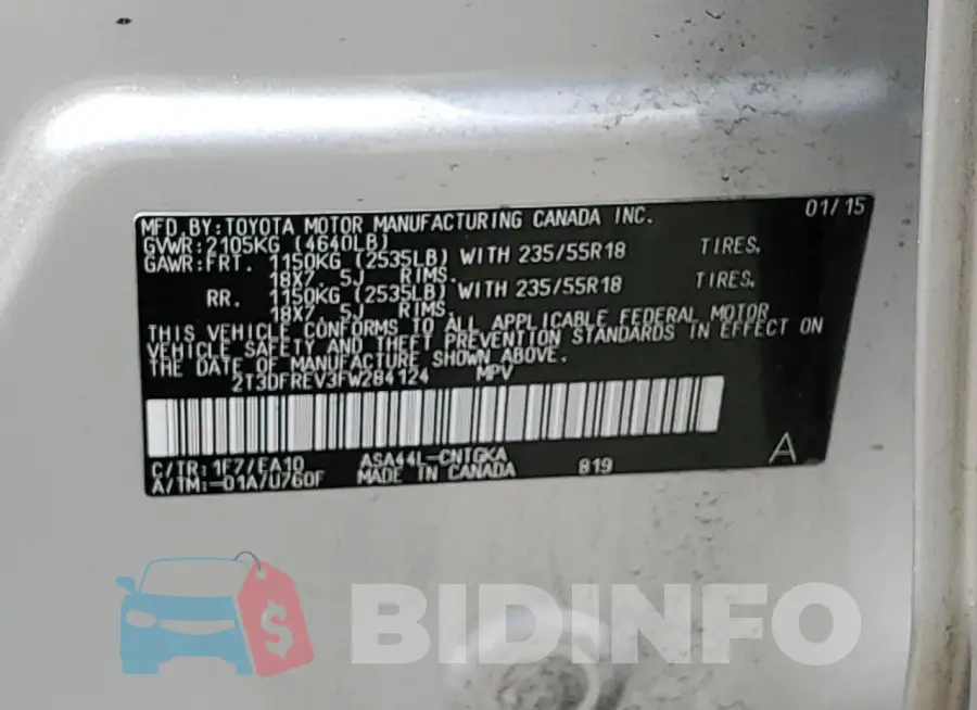 2T3DFREV3FW284124 Photo# 13