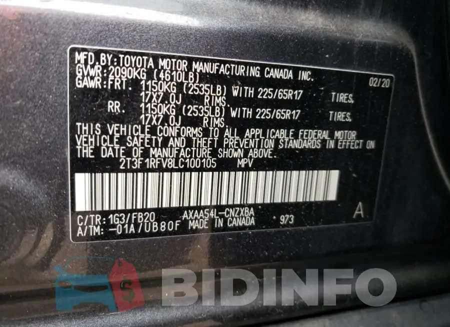 2T3F1RFV8LC100105 Photo# 12