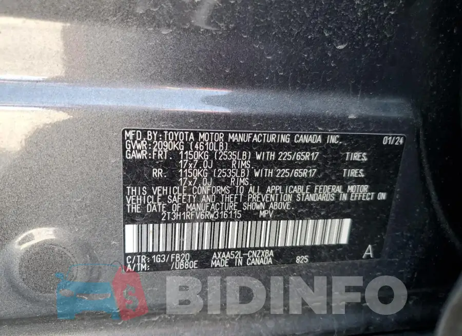 2T3H1RFV6RW316115 Photo# 13