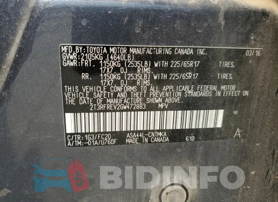 2T3RFREV2GW472883 Photo# 13