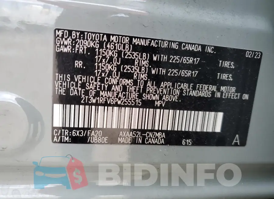 2T3W1RFV6PW255515 Photo# 13