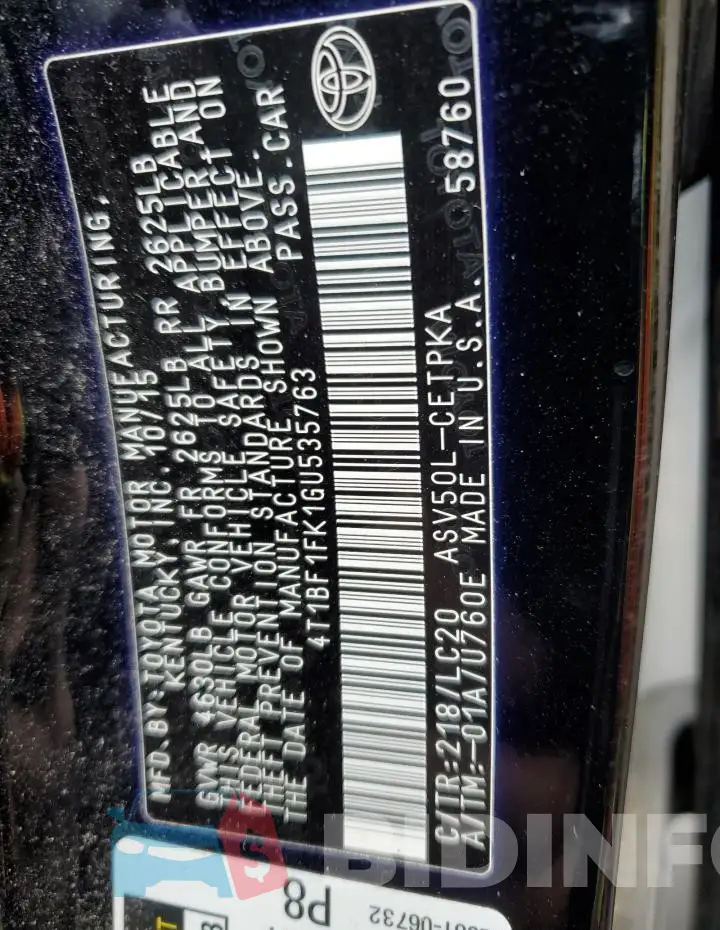 4T1BF1FK1GU535763 Photo# 13