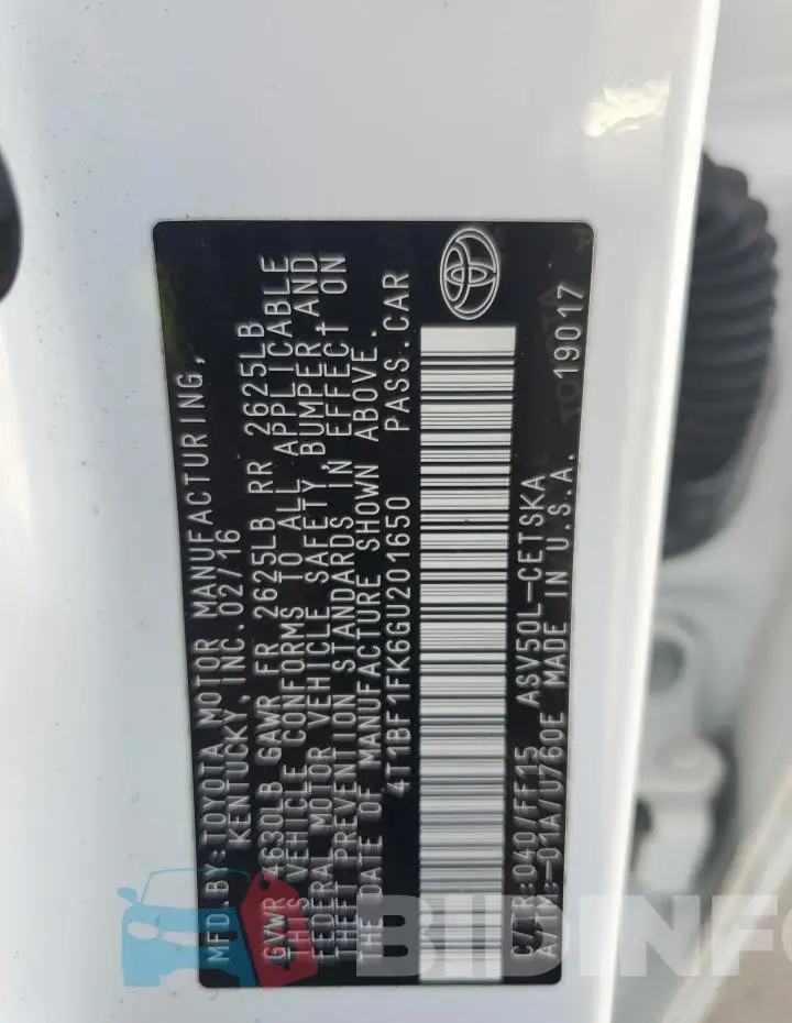 4T1BF1FK6GU201650 Photo# 13