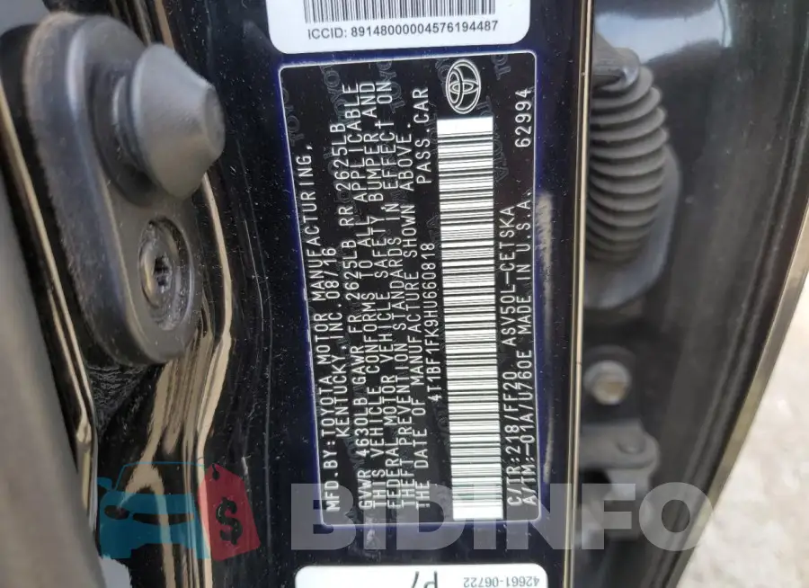 4T1BF1FK9HU660818 Photo# 12