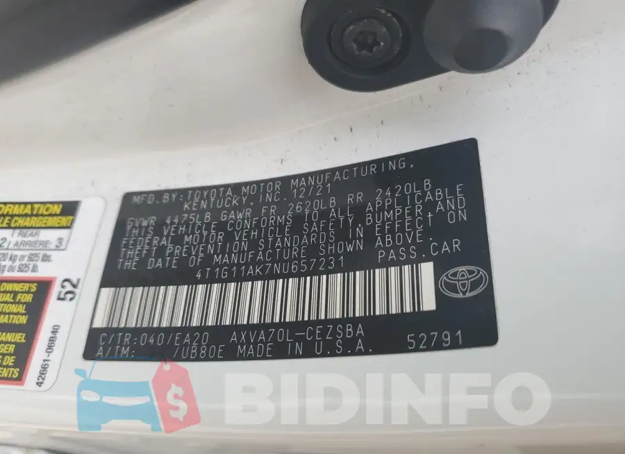 4T1G11AK7NU657231 Photo# 12