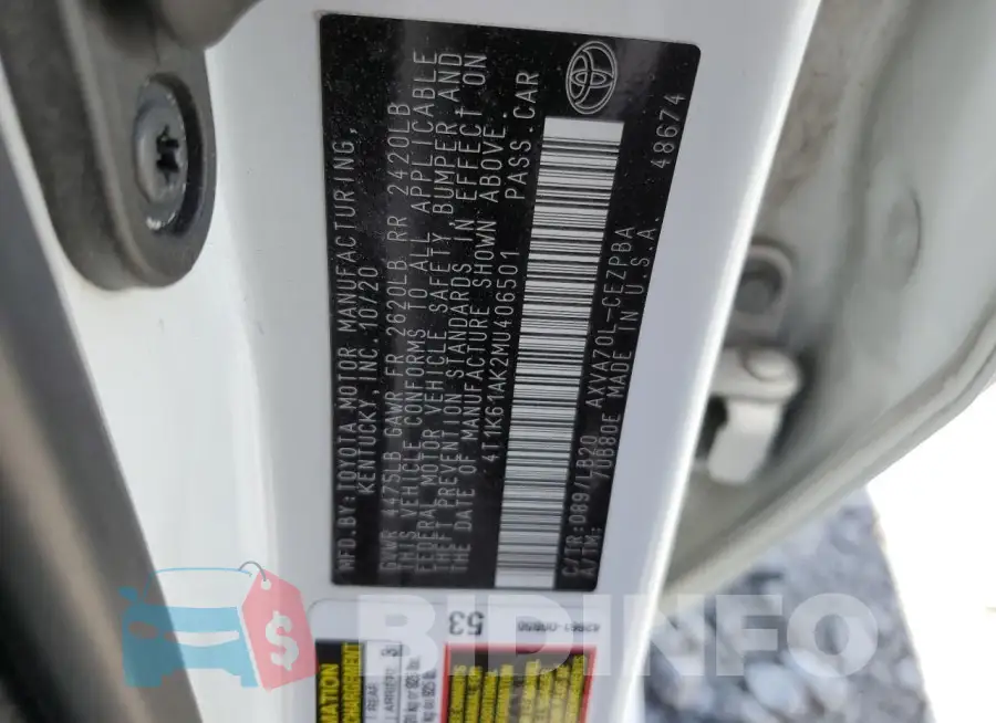 4T1K61AK2MU406501 Photo# 12