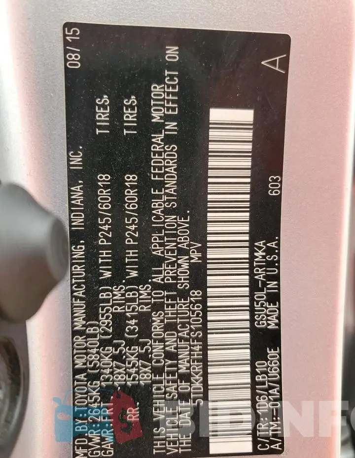 5TDKKRFH4FS105618 Photo# 14