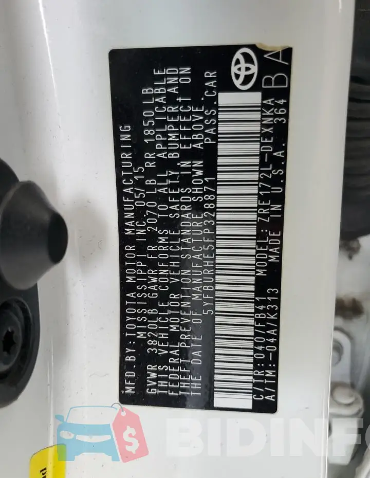 5YFBURHE5FP328871 Photo# 13