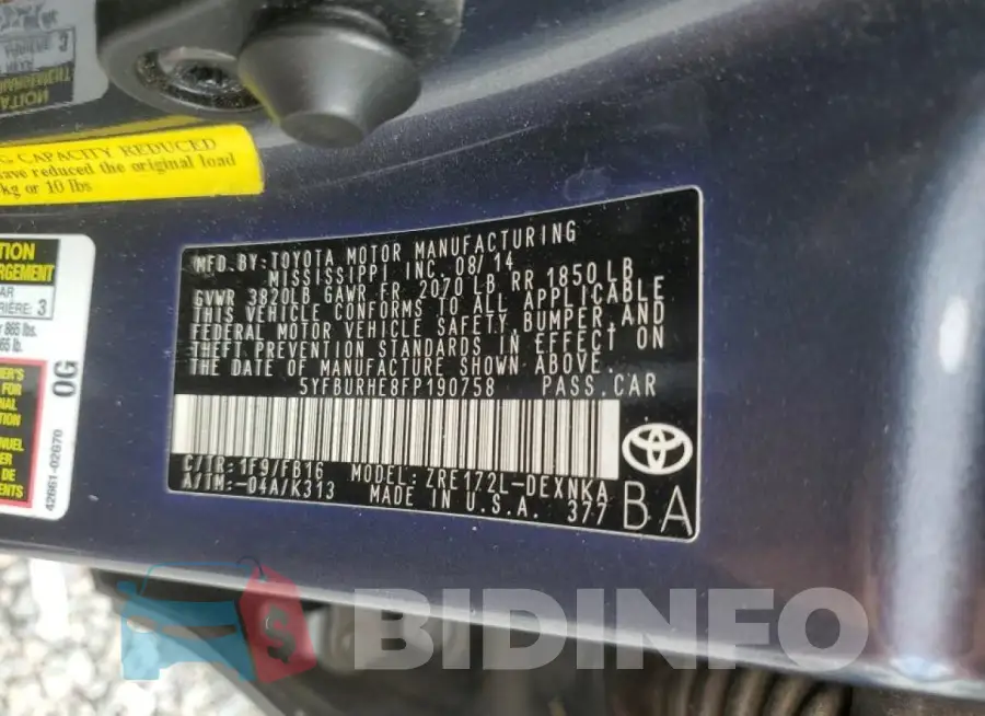5YFBURHE8FP190758 Photo# 13