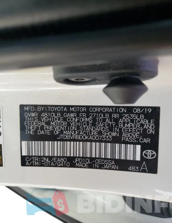 JTDBVRBD0KA007333 Photo# 12