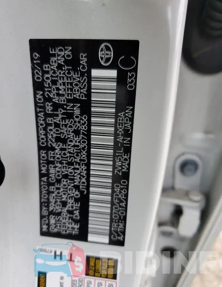 JTDKARFUXK3077836 Photo# 12