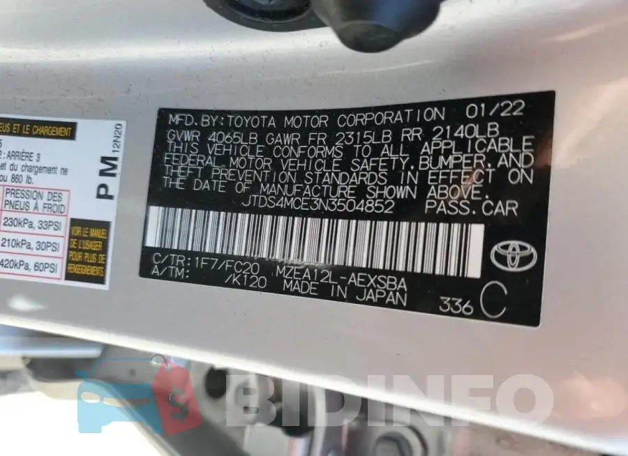 JTDS4MCE3N3504852 Photo# 12