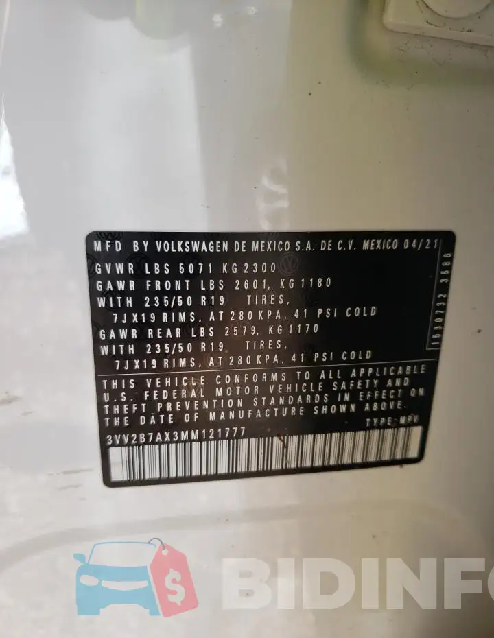 3VV2B7AX3MM121777 Photo# 12