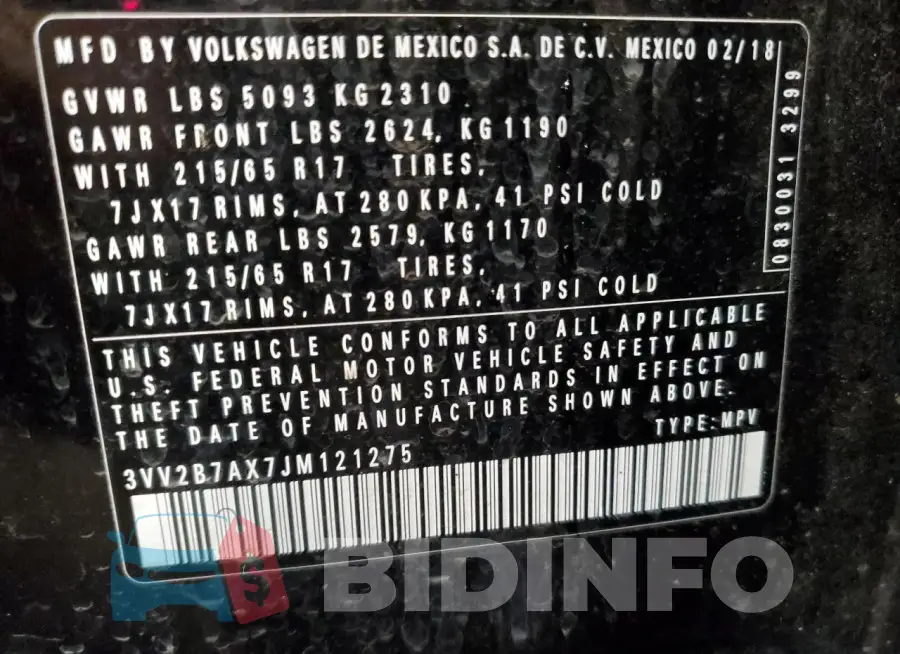 3VV2B7AX7JM121275 Photo# 13