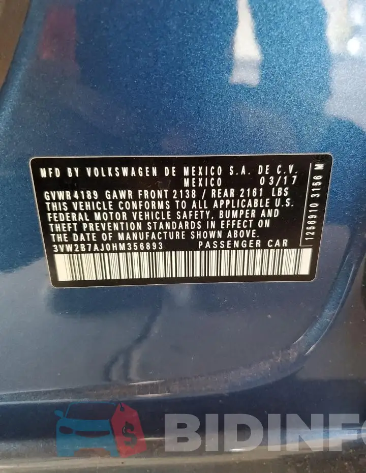 3VW2B7AJ0HM356893 Photo# 12
