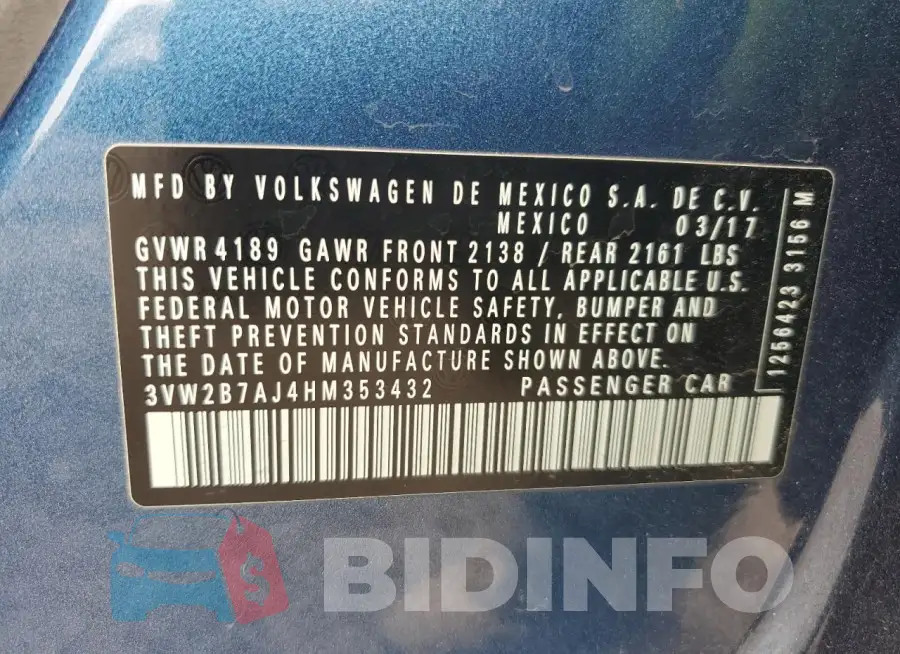 3VW2B7AJ4HM353432 Photo# 12