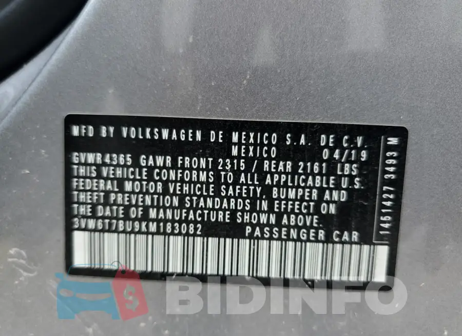 3VW6T7BU9KM183082 Photo# 12