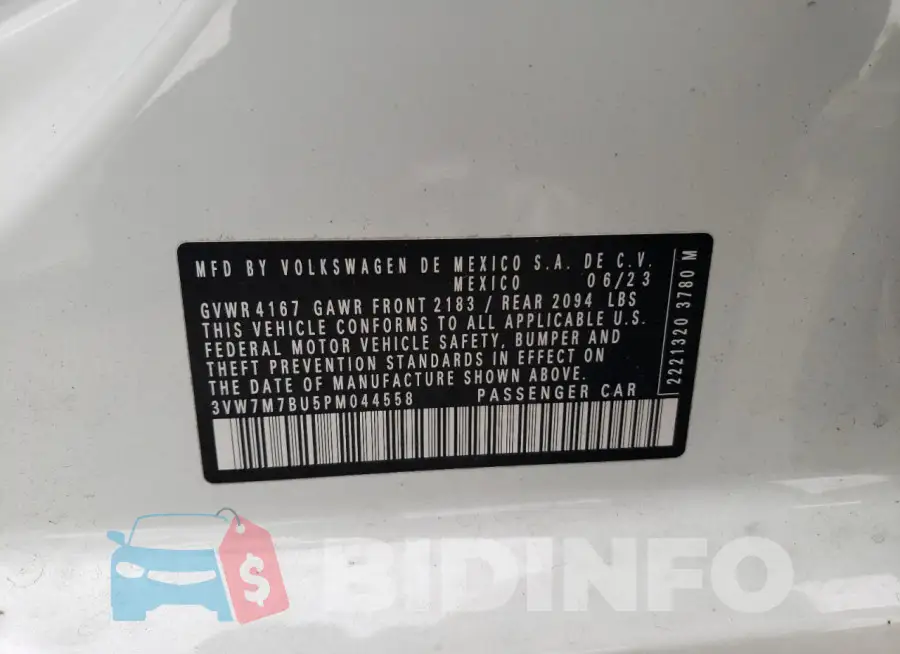 3VW7M7BU5PM044558 Photo# 12