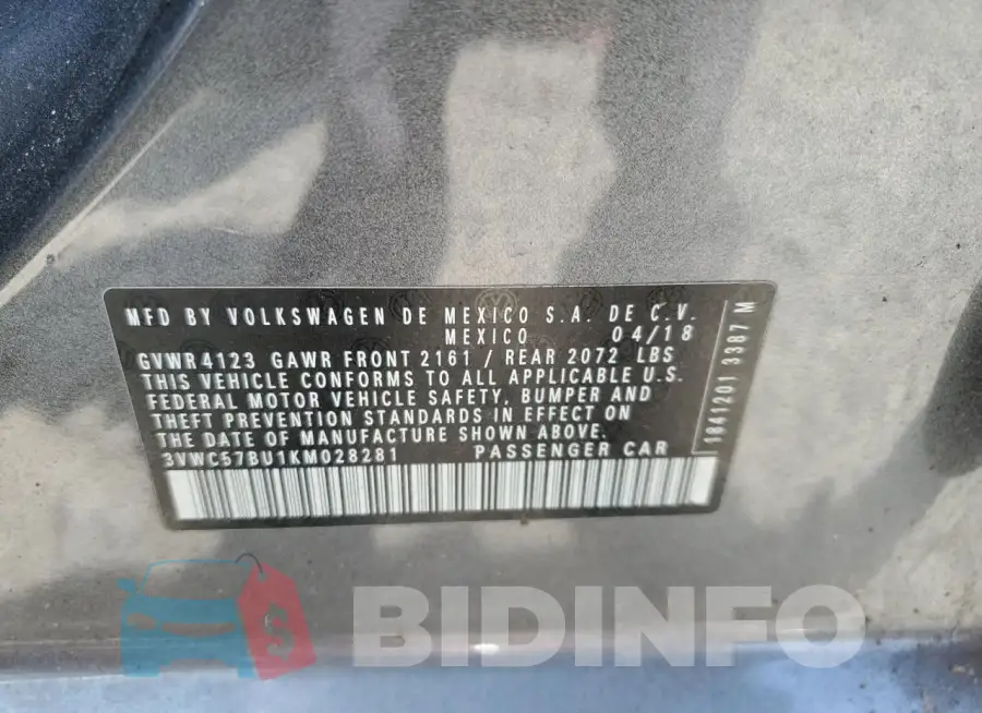 3VWC57BU1KM028281 Photo# 12