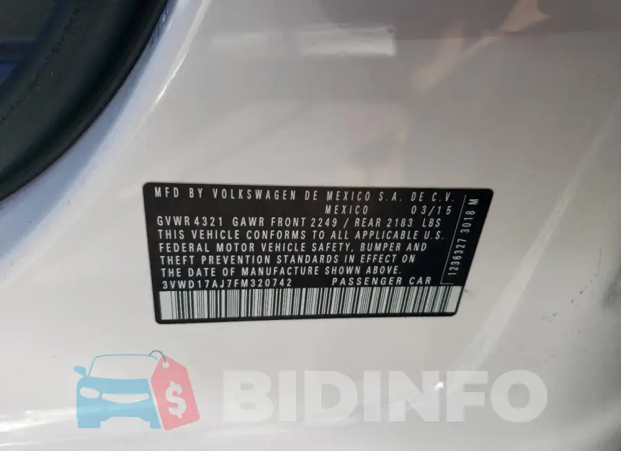 3VWD17AJ7FM320742 Photo# 12