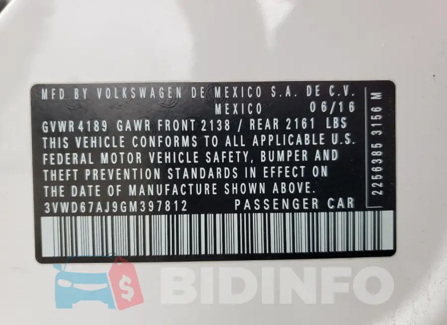 3VWD67AJ9GM397812 Photo# 13