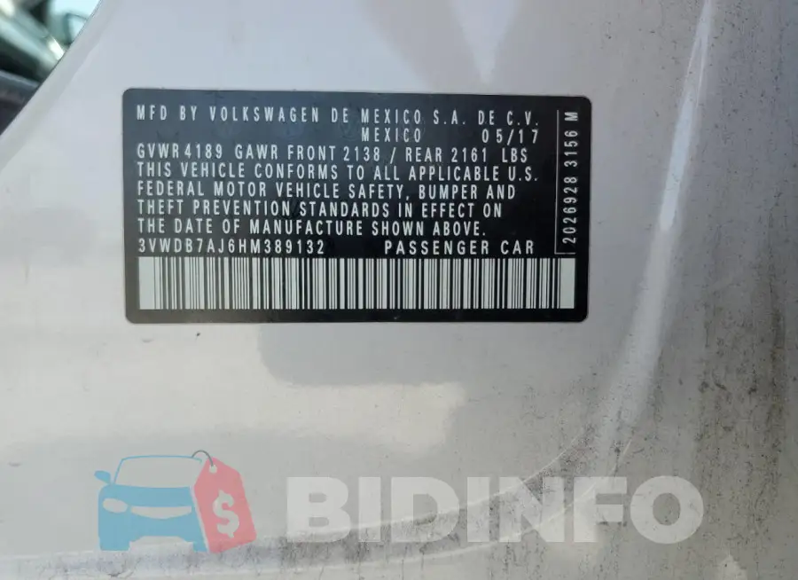 3VWDB7AJ6HM389132 Photo# 12