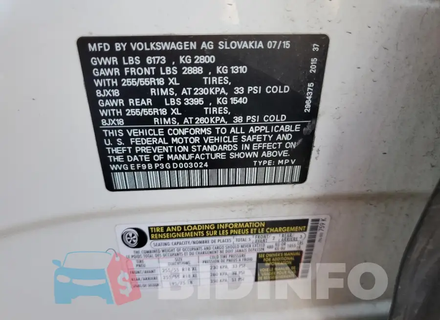WVGEF9BP3GD003024 Photo# 12