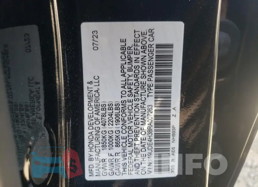 19UDE4H38RA007263 Photo# 12