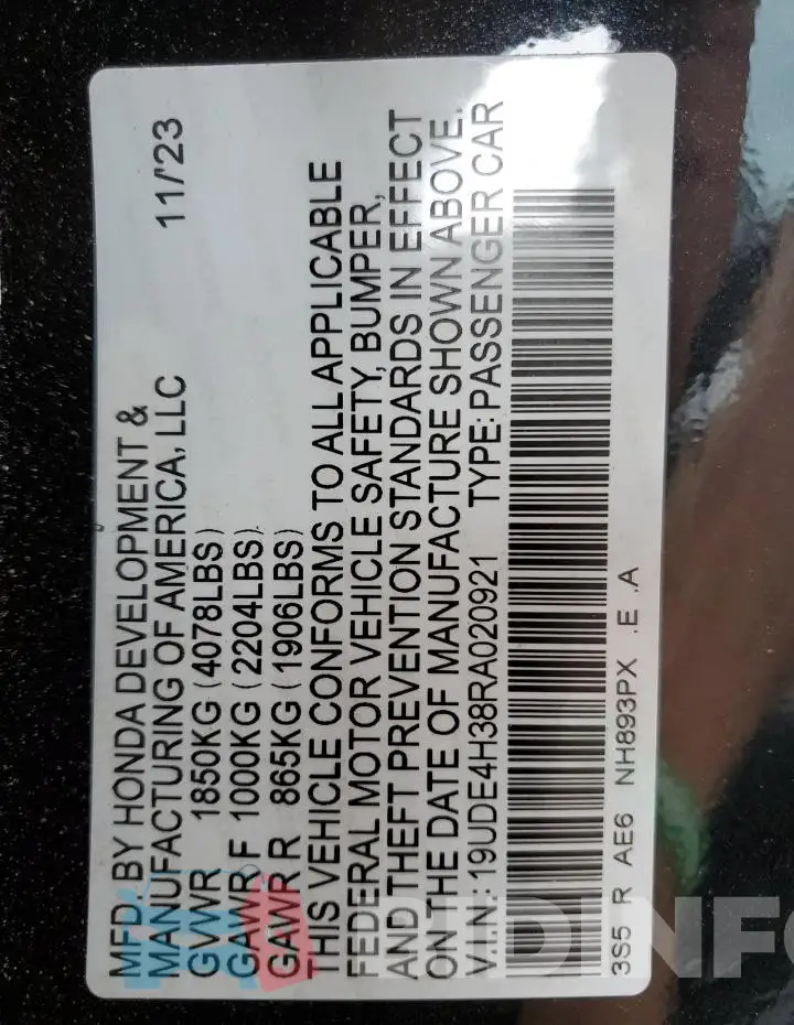 19UDE4H38RA020921 Photo# 12