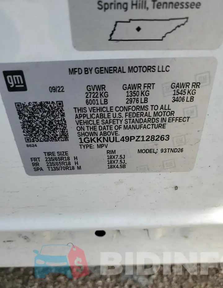 1GKKNUL49PZ128263 Photo# 14