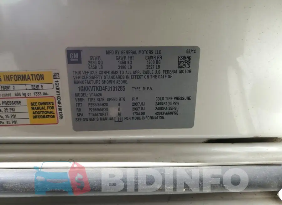 1GKKVTKD4FJ101285 Photo# 13