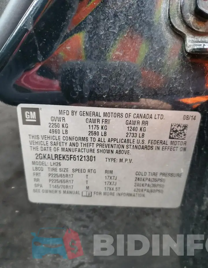 2GKALREK5F6121301 Photo# 14